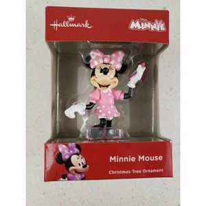 HALLMARK Minnie Mouse In Pink Polka Dot Dress W/ Cellphone Christmas Ornament